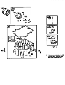 Sump Assembly Diagram and Parts List for 42A700  Briggs and Stratton Engine